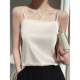 Small suspender vest female white suit 2024 summer new versatile bottom shirt, one word collar satin top

