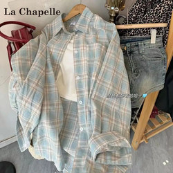 La Chapelle Sun-Protective Plaid Long-Sleeve Shirt for Women, Summer 2026 New Loose-Fitting Design Cardigan Jacket Top