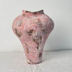 Handmade Ceramic Vase Wabi-Sabi New Chinese Style Retro Coarse Pottery Flower Vessel Light Luxury High-End Hydroponic Ornament Pink Vase