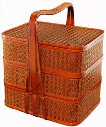 Three-Layer Bamboo Woven Food Delivery Basket, Takeaway Basket, Gift Basket, Food Box, Hotel Delivery Box, Picnic Basket for Farewell Gifts