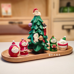Japanese-Style Cat Christmas Cute Cartoon Resin Ornament Christmas Gift Desktop Decoration Mini Ornament Christmas Tree