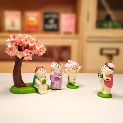 Japanese-Style Cat Zakka Spring Cute Cherry Blossom Trip Flower-Watching Cat DIY Scene Small Ornament ins Trendy Toy Figure