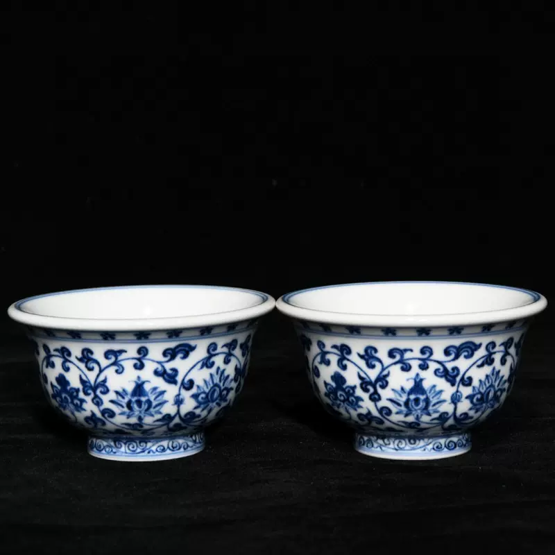 明永乐青花鸳鸯戏水纹压手杯古董古玩古瓷器-Taobao