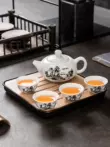 bộ bình trà camellia Kung Fu trà đặt bộ nhỏ phòng ký túc xá tiếp tân nhà nhỏ bộ trà gốm một nồi bốn ly ấm trà trà bình trà bát tràng bộ ấm chén sứ trắng Ấm trà - Bộ ấm trà