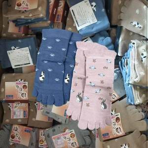 
Exported Japanese toe socks, loose cotton socks, cute animal embroidered socks for women, deodorant and sweat-absorbent split toe socks
