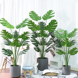 Nordic ins Style Artificial Monstera Plant Potted Indoor Living Room Decoration Large Simulated Fake Green Plant Bonsai