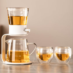 Glass Automatic Tea Set for Home Use, Heat-Resistant Kung Fu Teapot and Teacups, Small Tea Brewing Device for Office Use