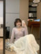 Sweet Momo Spring new style cross-design purple gentle style slim design t-shirt top for women
