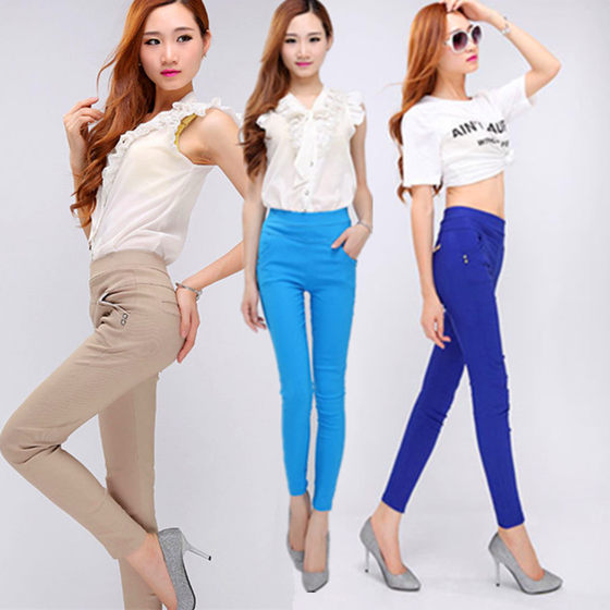 Spring and summer, three seasons of candy color leggings, female elasticity versatile small foot pants slim ingredients casual pencil pants trousers
