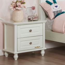 Songbao Kingdom Solid Wood Children's Bedside Table Eco-Friendly Storage Cabinet Drawer-Type Storage Cabinet Ivory White