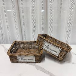 Special Offer! American Retro Style Wicker Hand-Woven Storage Basket, Leather Wicker Desktop Small Basket