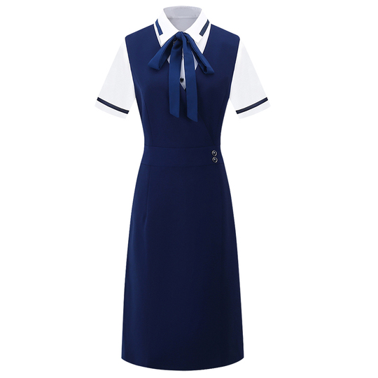 Han mingya Women's Short Sleeve A-Line Dress - Professional Workwear