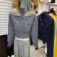 2025 spring French temperament short waist-hugging solid color sweater small fragrance lapel single-breasted knitted cardigan for women