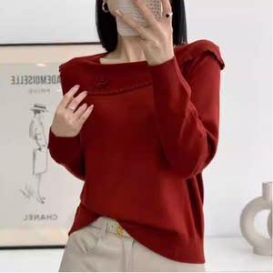 
2026 Spring and Autumn New Tencel One Shoulder Wool Sweater Women's Loose Diagonal Collar Long Sleeve Sweater Pullover Sweater