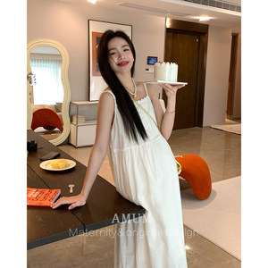 
AMUM maternity outfit romantic escape ~ pastoral style lace suspender skirt with a layered inner layer base skirt