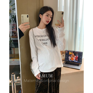 
AMUM maternity wear ins sense~ letter printing long-sleeved T-shirt loose spring casual blouse thin top