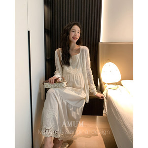 
AMUM pregnant women bell white weaving summer ~ hollow flower suspender vest skirt pure style French cake skirt