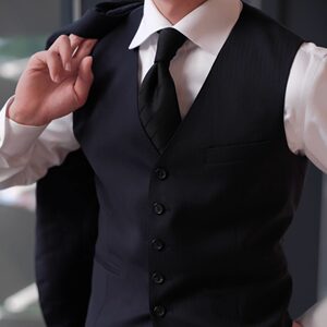 
SEEKMITED dark blue dark pattern V-neck vest slim wool men's vest