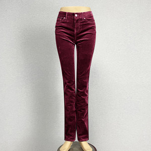 
Foreign trade original single burgundy corduroy trousers 2025 low waist elastic slim fit fashionable versatile pencil pants casual pants