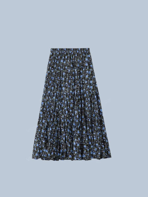 Dahong flagship store Manye casual floral print midi skirt for women fashion vacation style sweet slim skirt