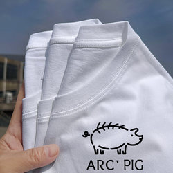 Xiuluo Ancestral Pig Short-Sleeved T-Shirt for Men and Women, New Style, Simple and Versatile, ins Zodiac Couple Outfit, Loose-Fitting Base Shirt, Half-Sleeve