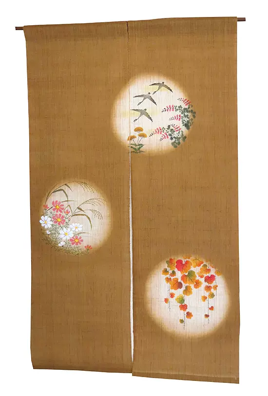 日本代購京都羅工房麻暖簾手繪秋色日式和風門簾子玄關裝飾