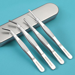 Medical Tweezers, 304 Stainless Steel Tweezers, Straight and Curved, with Teeth, for Dressing, Succulents, Laboratory, Feeding, Fish Feeding, Long Tweezers