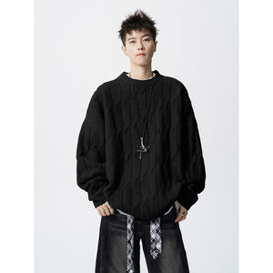 
2025 New Round Neck Sweater Men's Winter Thickened Trendy Brand Teenagers Warm Loose Casual Sweater Jacket