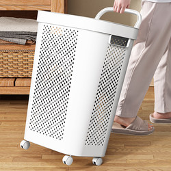 Dirty Clothes Basket with Wheels, Large Capacity Dirty Clothes Hamper, Household Covered Storage Basket for Dirty Clothes, Movable Laundry Basket