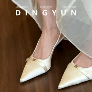 
Sheepskin version of Dingyun Ding Yun pointed toe stiletto high heels with empty back single shoes sandals toe-toe slippers half drag 2026