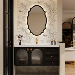 Retro Bathroom Cabinet Set with Washbasin, Vanity, Ceramic Integrated Basin, Bathroom Lacquered French Oak