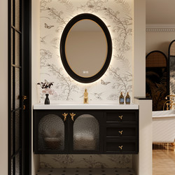 French-Style Vintage Oak Bathroom Cabinet Set with Washbasin, Bathroom Sink, Ceramic Integrated Basin, Wash Basin