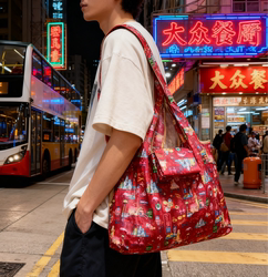 Hong Kong-Style Grocery Shopping Eco-Friendly Bag, Portable Foldable Shopping Bag, Large-Capacity Tote Bag, Shoulder Storage Bag, Mommy Bag