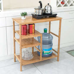 Bamboo storage rack tea set tea rack living room kitchen multi-functional storage rack large bucket rack thermos bottle rack