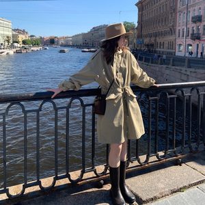 KERNEL COSMOS Orenburg Sunset Autumn Design Hooded Tie Silhouette Drawstring Trench Coat