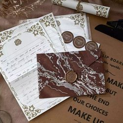 High-end gilt embossed letter paper set romantic retro love letter cowhide handwritten fire paint wax seal sticker