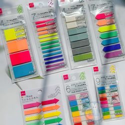 Japan's Daiso Rainbow-Colored Translucent Ultra-Fine Fluorescent Index Tabs Sticky Notes Memo Pads Reusable Colorful