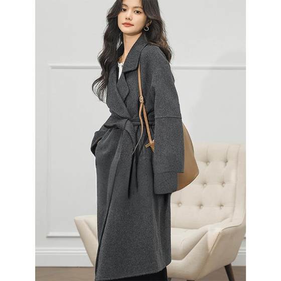 
2025 new double-sided alpaca coat autumn and winter woolen coat women's mid-length wool trend