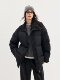First cotton wool knitted large lapel down jacket for women 90 white goose velvet winter turtle back bread jacket mid-length stand-up collar jacket
