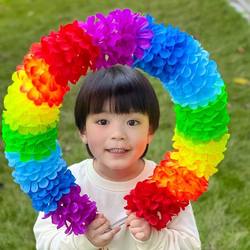 Rainbow Wreath Hand-Held Sports Event Props Dance Equipment Adult Square Dance Kindergarten Morning Exercise Student Sports Festival