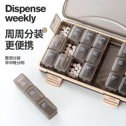 Pill Box with Morning and Evening Reminders for Seven Days a Week, Portable Medicine Organizer for the Elderly, Pill Dispenser for Three Meals a Day
