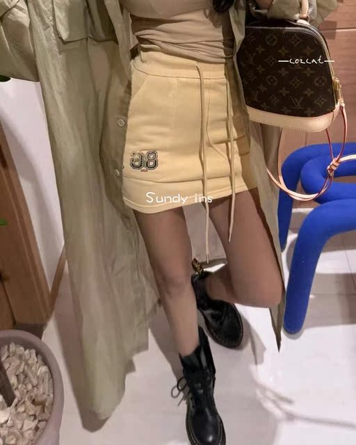 South Korea Dongdaemun Purchase 24 Summer Hot Girl Personalized High-Wait Drawstring Digital Printed Hips Casual Sports Short Skirt