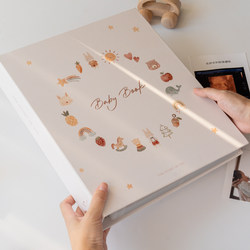 0-3 Year Old Baby Photo Album Can Store Fetal Hair, Umbilical Cord, and Footprint 3inch 6inch Laminated Self-Adhesive Pages DIY Growth Binder Photo Album
