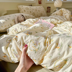 ins Pure Cotton Double-Layer Gauze Four-Piece Bedding Set 2026 New All-Cotton Duvet Cover Student Dormitory Three-Piece Bed Sheet Set 3