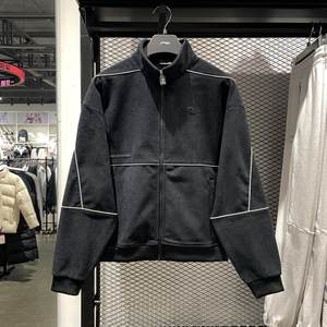 
Li Ning Fashion Trench Coat Men's Spring Style Loose Plus Fleece Warm Corduroy Knitted Stand Collar Jacket AFDU031