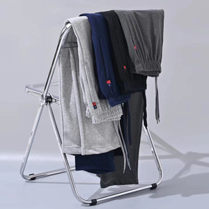 
Men's sweatpants Spring and Autumn Knitted Cotton plus velvet Thickened Casual Pants Zipper Loose Men's Trousers Straight Thin Sleeve Pants