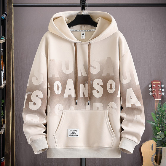 
Autumn and winter hooded sweatshirt for boys, junior high school students, velvet thickened bottoming shirt, older children's pure cotton long-sleeved T-shirt top