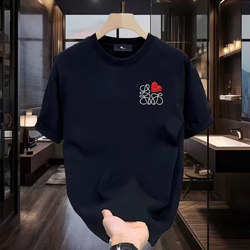 High-End Export Surplus Bargain~ Printed T-Shirt with Lettering, Round Neck, Short Sleeves, Pure Cotton, Versatile Couple's Top