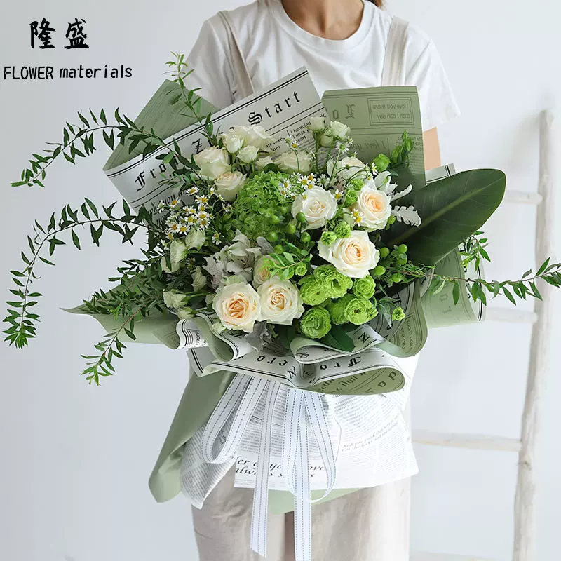 隆盛童話系列英文雙色紙花店花束鮮花包裝紙韓國花藝包花