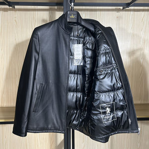 
Goldlion Men's Leather Jacket Autumn and Winter White Goose Down Filled Stand Collar Jacket MJCF69014220-99